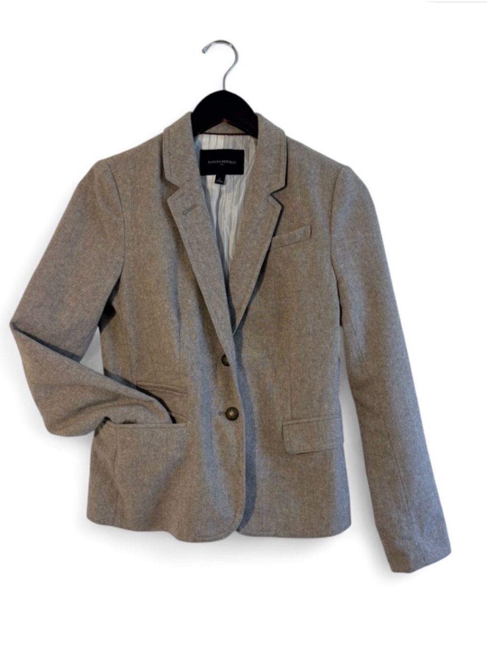 Banana Republic Taupe Wool Blend Blazer Jacket Women’s Size 6 Notch Lapel Lined